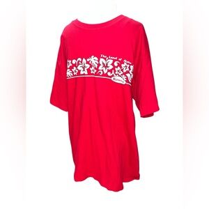 HANES| Red Unisex Heavyweight Short Sleeve Crew Neck Kauai Hawaii Shirt Large